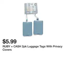 Marshalls RUBY + CASH 2pk Luggage Tags With Privacy Covers offer