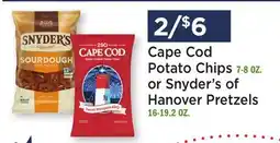Heinen's Cape Cod Potato Chips 7-8 OZ. or Snyder's of Hanover Pretzels 16-19.2 OZ offer