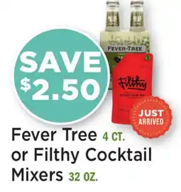 Heinen's Fever Tree 4 CT. or Filthy Cocktail Mixers 32 OZ offer