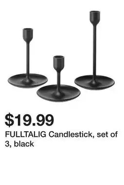 Ikea FULLTALIG Candlestick, set of 3, black offer