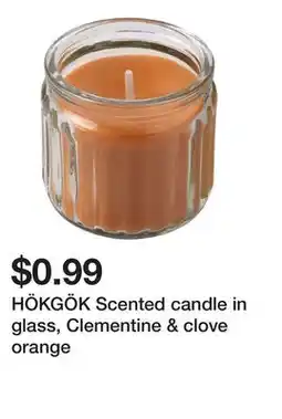 Ikea HÖKGÖK Scented candle in glass, Clementine & clove orange offer