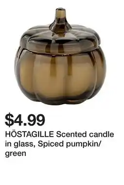 Ikea HÖSTAGILLE Scented candle in glass, Spiced pumpkin/green offer
