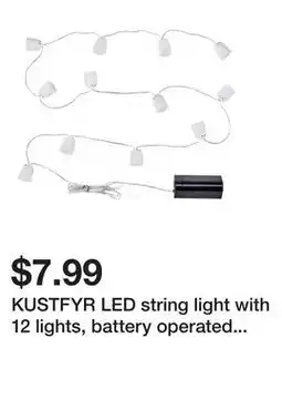Ikea KUSTFYR LED string light with 12 lights, battery operated indoor/ghost white offer