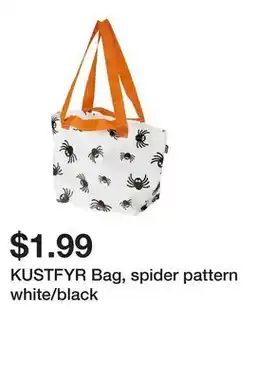 Ikea KUSTFYR Bag, spider pattern white/black offer