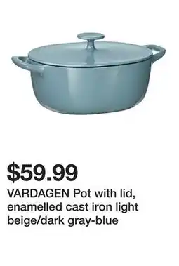 Ikea VARDAGEN Pot with lid, enamelled cast iron light beige/dark gray-blue offer