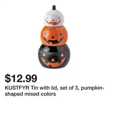 Ikea KUSTFYR Tin with lid, set of 3, pumpkin-shaped mixed colors offer