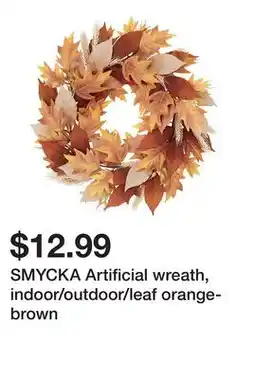 Ikea SMYCKA Artificial wreath, indoor/outdoor/leaf orange-brown offer