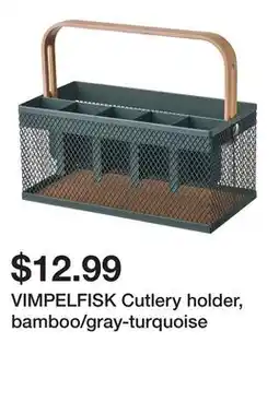 Ikea VIMPELFISK Cutlery holder, bamboo/gray-turquoise offer