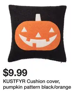 Ikea KUSTFYR Cushion cover, pumpkin pattern black/orange offer