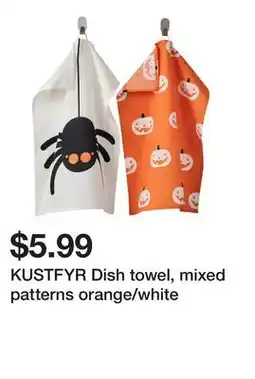 Ikea KUSTFYR Dish towel, mixed patterns orange/white offer