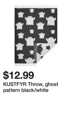 Ikea KUSTFYR Throw, ghost pattern black/white offer
