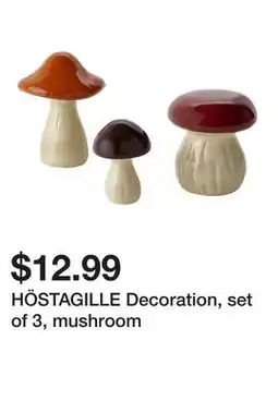 Ikea HÖSTAGILLE Decoration, set of 3, mushroom offer