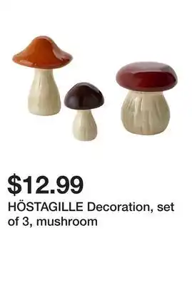 Ikea HÖSTAGILLE Decoration, set of 3, mushroom offer