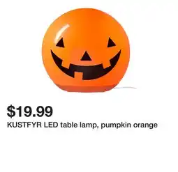 Ikea KUSTFYR LED table lamp, pumpkin orange offer
