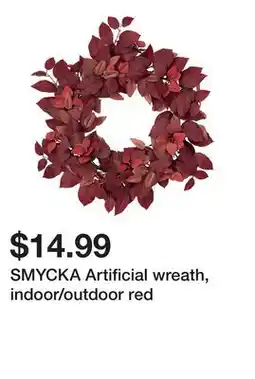 Ikea SMYCKA Artificial wreath, indoor/outdoor red offer