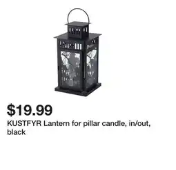 Ikea KUSTFYR Lantern for pillar candle, in/out, black offer