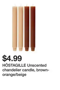 Ikea HÖSTAGILLE Unscented chandelier candle, brown-orange/beige offer