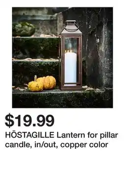Ikea HÖSTAGILLE Lantern for pillar candle, in/out, copper color offer