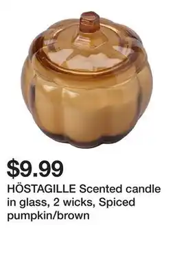 Ikea HÖSTAGILLE Scented candle in glass, 2 wicks, Spiced pumpkin/brown offer