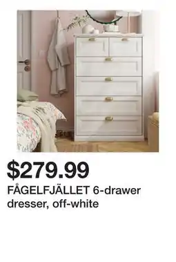 Ikea FÅGELFJÄLLET 6-drawer dresser, off-white offer