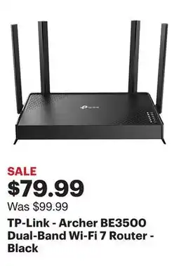 Best Buy TP-Link - Archer BE3500 Dual-Band Wi-Fi 7 Router - Black offer