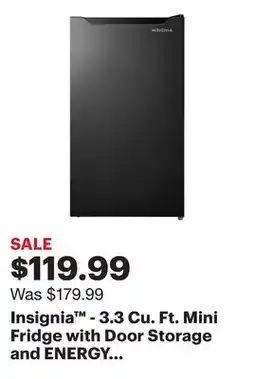 Best Buy Insignia - 3.3 Cu. Ft. Mini Fridge with Door Storage and ENERGY STAR Certification - Black offer
