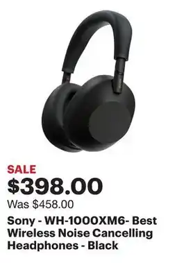 Best Buy Sony - WH-1000XM6- Best Wireless Noise Cancelling Headphones - Black offer