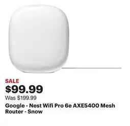 Best Buy Google - Nest Wifi Pro 6e AXE5400 Mesh Router - Snow offer