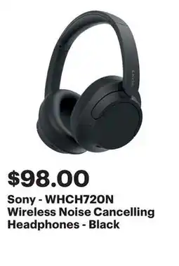 Best Buy Sony - WHCH720N Wireless Noise Cancelling Headphones - Black offer