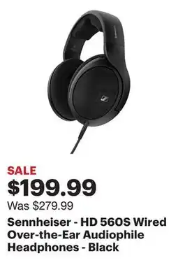 Best Buy Sennheiser - HD 560S Wired Over-the-Ear Audiophile Headphones - Black offer