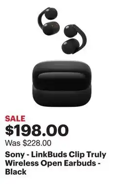 Best Buy Sony - LinkBuds Clip Truly Wireless Open Earbuds - Black offer