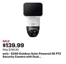 Best Buy eufy - S340 Outdoor Solar Powered 3K PTZ Security Camera with Dual Lens - White offer