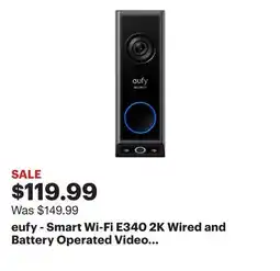 Best Buy eufy - Smart Wi-Fi E340 2K Wired and Battery Operated Video Doorbell with Dual Cameras - Black offer