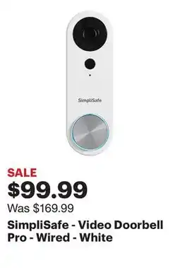 Best Buy SimpliSafe - Video Doorbell Pro - Wired - White offer