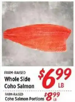 Rouses Farm-raised whole side coho salmon offer