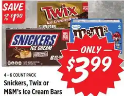 Rouses Snickers, Twix or M&M's Ice Cream Bars offer