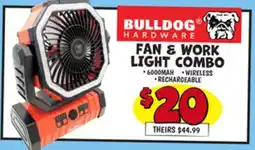 Ollie's BULLDOG HARDWARE FAN & WORK LIGHT COMBO offer
