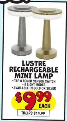 Ollie's LUSTRE RECHARGEABLE MINI LAMP offer