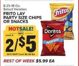 Food Lion Frito Lay Party Size Chips or Snacks offer