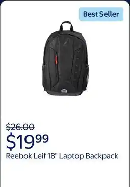 Walmart Reebok Unisex Leif 18 Laptop Backpack, Black offer