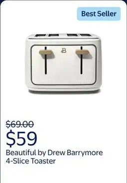 Walmart Beautiful 4-Slice Toaster with Touch-Activated Display, White Icing by Drew Barrymore offer