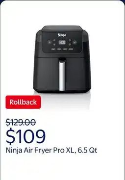 Walmart Ninja Air Fryer Pro XL 6.5-Qt, 4-in-1, Air Crisp Technology, Nonstick Crisper Plate, AF180 Black offer