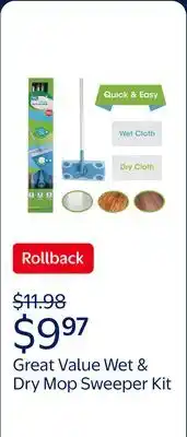Walmart Great Value Wet & Dry Mop Sweeper Kit offer