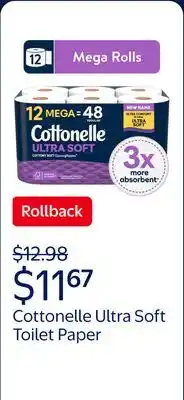 Walmart Cottonelle Ultra Soft Toilet Paper, Strong Toilet Tissue offer