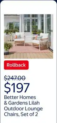 Walmart Better Homes & Gardens Lilah 2-Pack Outdoor Wicker Lounge Chairs, White offer