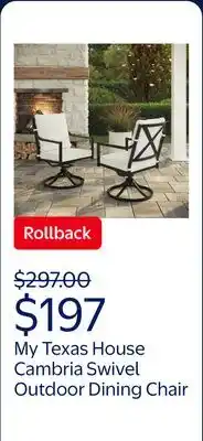 Walmart My Texas House Cambria Swivel Outdoor Dining Chair offer
