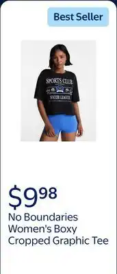 Walmart No Boundaries Boxy Cropped Graphic Tee, Women's offer