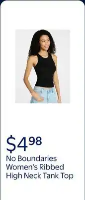 Walmart No Boundaries Ribbed High Neck Tank Top, Women's offer