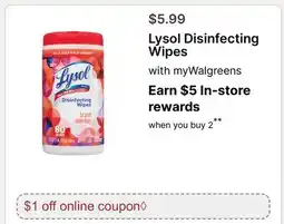 Walgreens Lysol Disinfecting Wipes offer