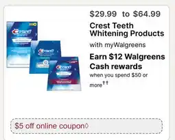 Walgreens Crest Teeth Whitening Products offer